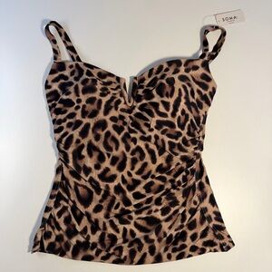 NEW Soma Wild By Nature Leopard Cheetah Underwire Tankini Swimsuit Swim Top Med